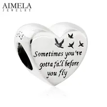 AIMELA Corazón De Libertad Grano Del Encanto Fit Pandora Pulsera 2016 Otoño Nueva Plata de Ley 925 Del Corazón de Los Granos Para Hacer La Joyería