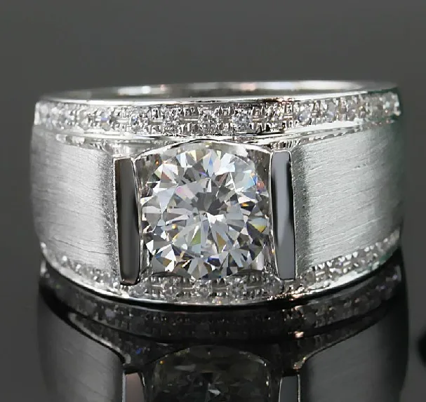 1 carat classic real solid 18k white gold man ring diamond mens wedding ring vintage wide band big size available - Wide Band Wedding Rings 1 carat classic real solid 18k white gold man ring diamond mens wedding ring vintage wide band big size available - Wide Band Wedding Rings