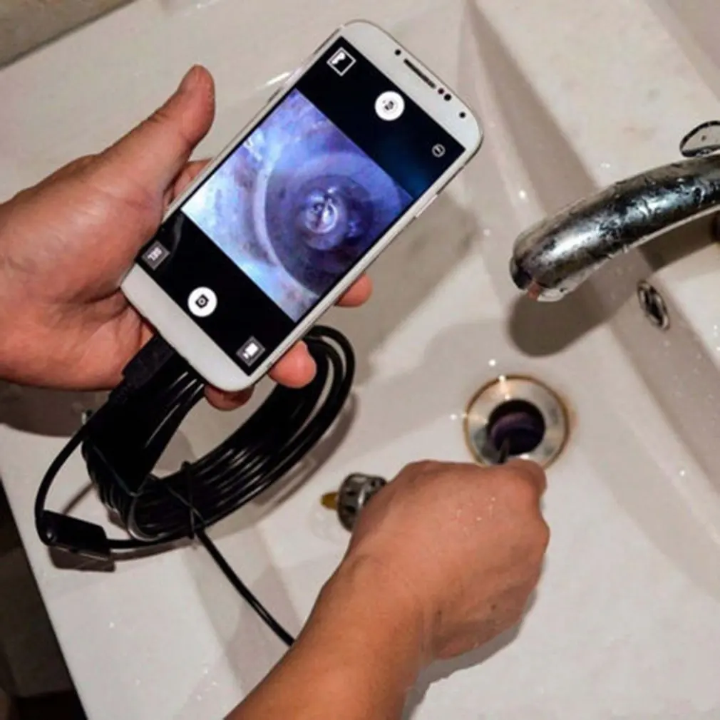 1 м 1,5 м 5,5 мм 7 мм эндоскоп камера Гибкая IP67 водонепроницаемая инспекционная бороскоп камера для Android ПК ноутбук 6 светодиодов регулируемая