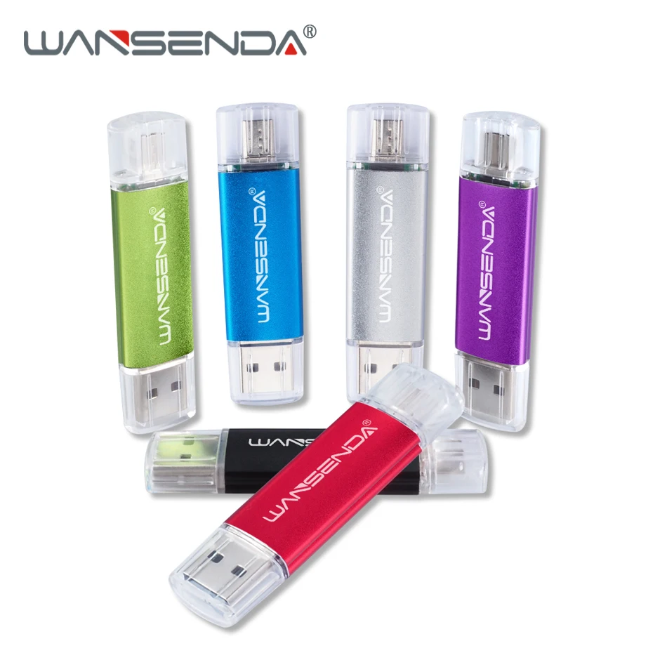 WANSENDA OTG USB флеш-накопитель, флеш-накопитель 8 ГБ, 16 ГБ, 32 ГБ, 64 ГБ, 128 ГБ, флеш-накопитель 2 в 1, Micro Usb карта памяти, флеш-диск 256 ГБ