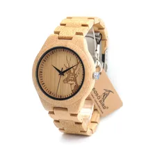 BOBO BIRD D28 Full Bamboo Wooden Watch for Men Deer Designer Brand Quartz Wrist Watches in Gift Box