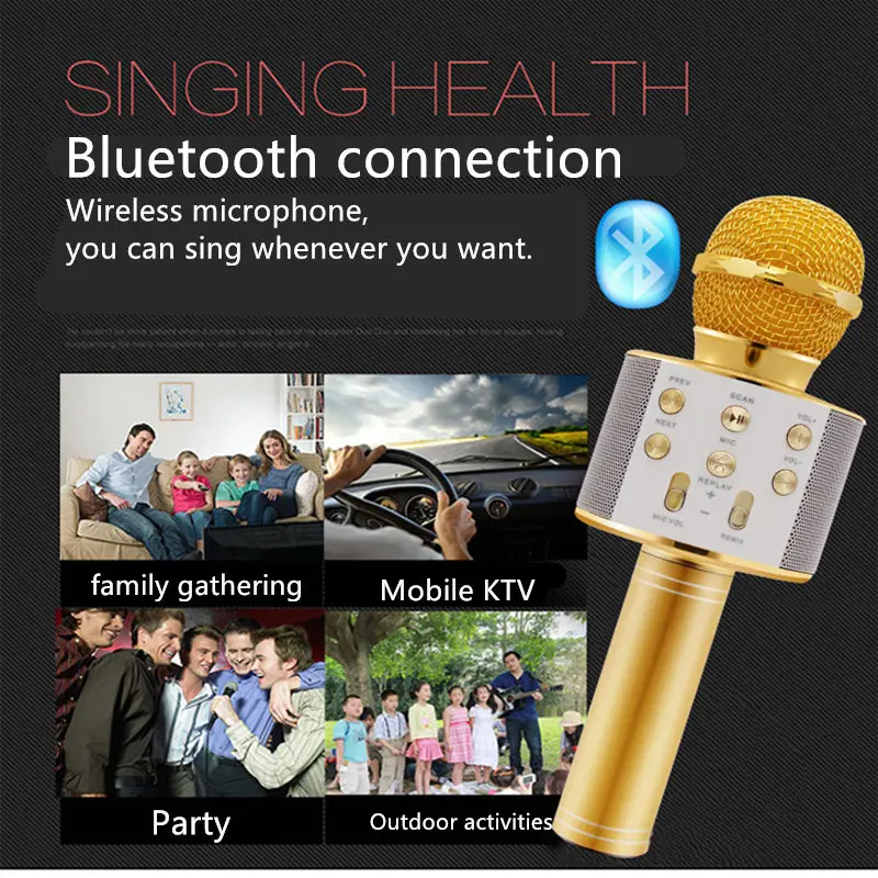 Bluetooth ручной беспроводной караоке микрофон телефон плеер динамик Запись музыки