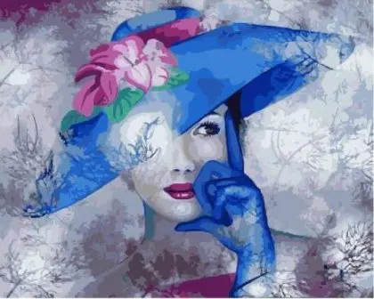 

cioioil-T1288 beautiful woman with Blue hat Painting By Number Wall Art Picture Paint By Number Canvas Painting Artwork