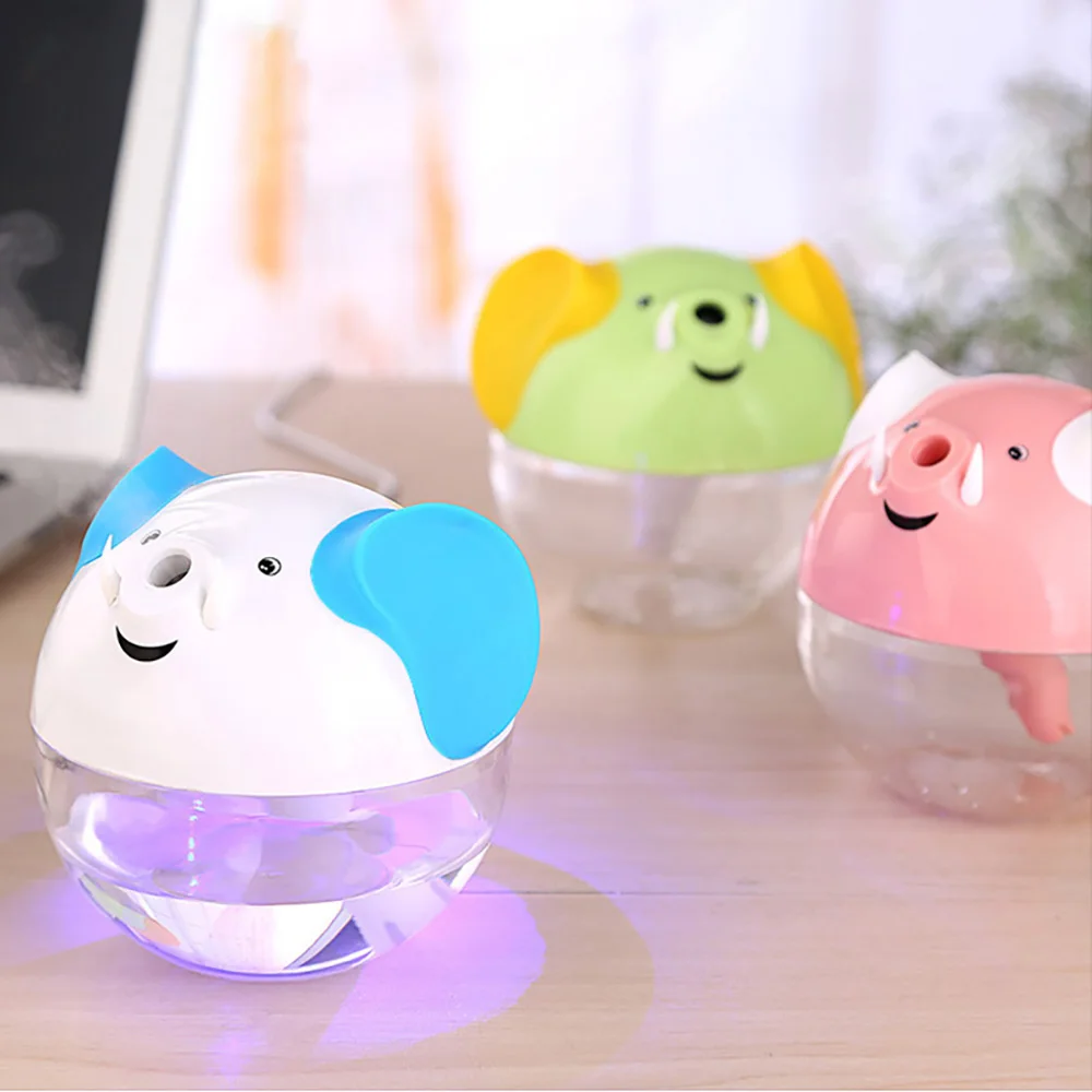

New Lucky Elephant Style USB Ultrasonic Air Humidifier Mini LED Light Essential Oil Aroma Diffuser Home Office Mist Maker