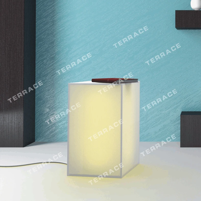 Foggy Acrylic Lighting nightstand,Lucite LED Side Sofa Tables