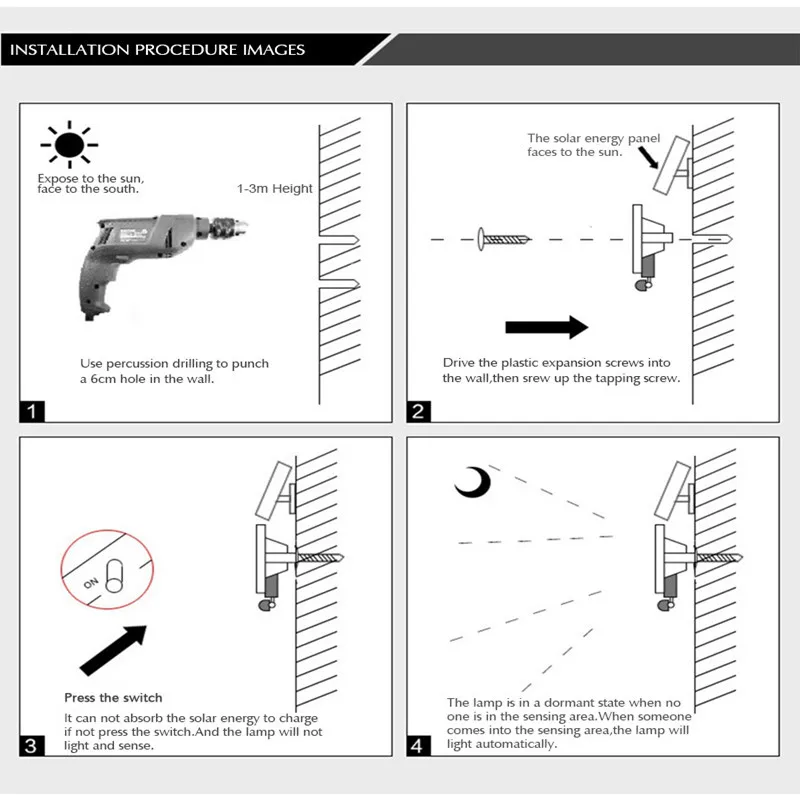 4 шт./лот 100LED Солнечный свет открытый Сенсор безопасности свет сада движения PIR Сенсор лампа аварийной ситуации Путь Настенные Лампы на