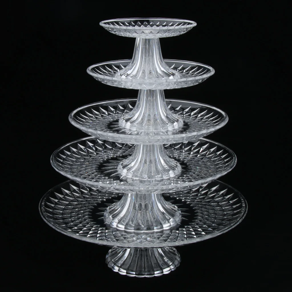 Round Clear Dish Platters Plate Food Serving Tray with Base, Plastic
