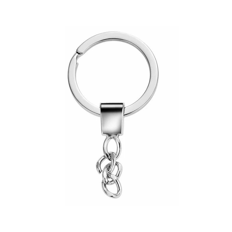 2pcs Polished Whole Stainless Steel Keyring Keychain Split Ring Gold plated  with Short Chain Key Rings Women Men DIY Key Chains