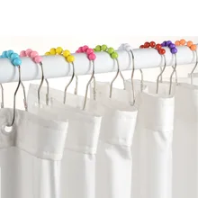 12 Pieces / Pack For Bathroom Blinds Rollerball Shower Hooks For Curtains Polished Satin Nickel Ball Intimate Accessories