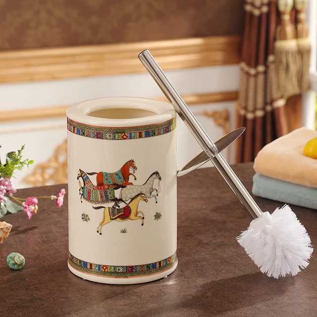 Horse Ceramic Creative Toilet Brush Bathroom Accessories Home Horse Ceramic Creative Toilet Brush Bathroom Accessories Home Decoration Handicraft Ornament Porcelain Figurines Decorations