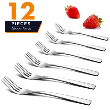 

8 Inches 12PCS 304 Stainless Steel Dinner Forks Cutlery Set Mirror Polished Dessert Fork Flatware Modern for Hotel Party Home
