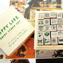 25 шт. счастливой жизни тема милые мини деревянные и резиновые штампы Декор фото реквизит для DIY свадебный фотоальбом