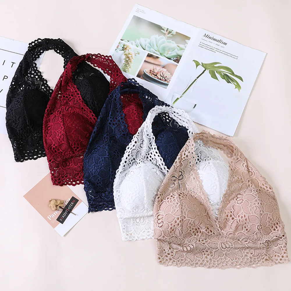 

Sexy Bra Women French Style Lace Bra Girls Triangle Cup Lingerie Solid Vest Lace Seamless Breathable Underwear Push Up Top #0.7