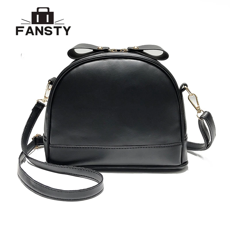 

2018 New Fashion Small Women Messenger Bag Lovely Sweet Girl Simple Shell Bag Bow Shoulder Bag Handbag Pu Leather Cross Body Bag