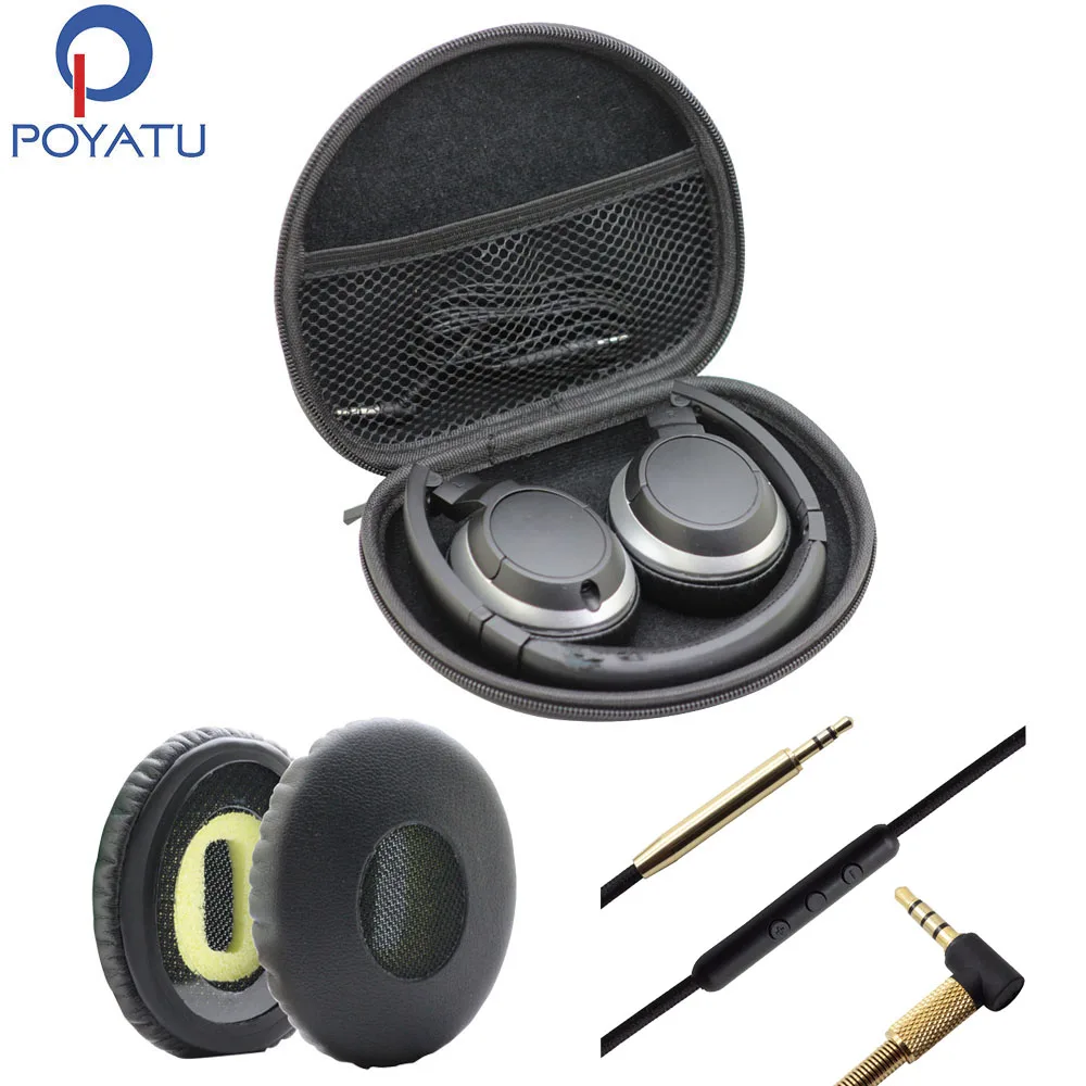 POYATU Headphone Case Bag Box For Bose OE OE2 OE2i SoundTrue Headphones On-Ear Earphone Cable With Mic Replacement Ear Pads Soft  (1)
