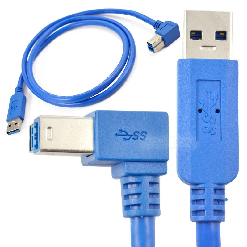 90 градусов прямоугольный USB 3,0 A папа AM к USB 3,0 B Тип Мужской BM USB3.0 кабель 1 м 3 фута для принтера сканер HDD