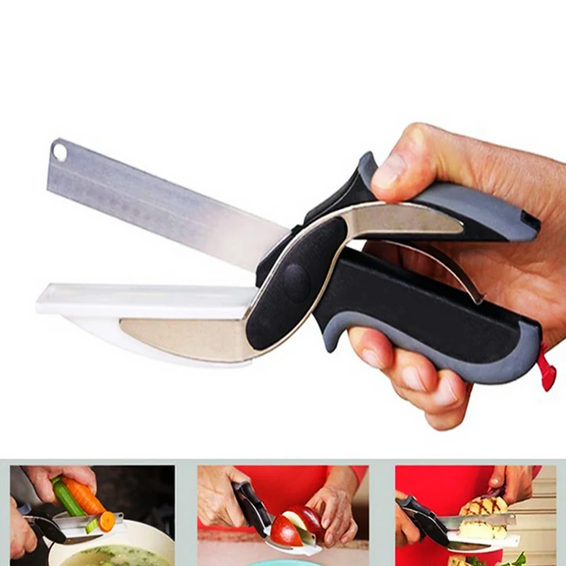  Classic and newest Cutter Food Vegetable Meat Scissor shredder slicers  With Knife Cutting Board  Kitchen Accessories 