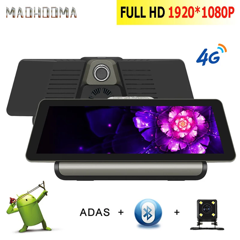 MaoHooMa 4G Wifi 10'' Car DVR Camera Android 5.1 GPS Navigation ADAS Remote Monitor Dual Len Dash Cam with Rear View Camera DVRS
