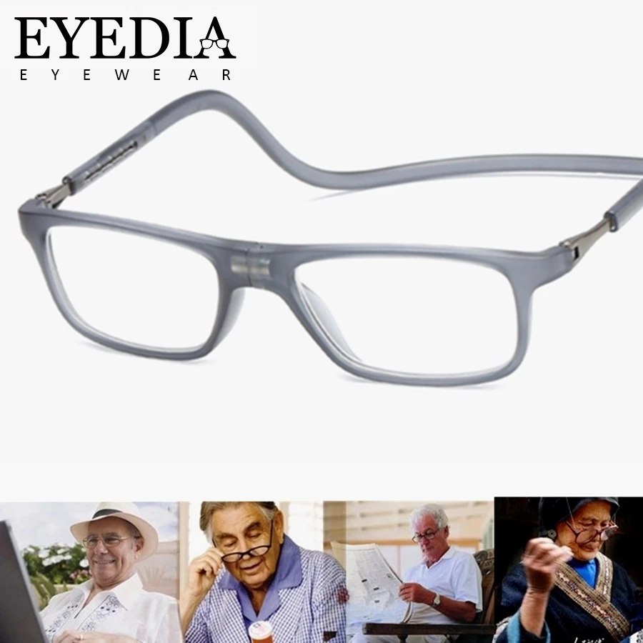 

2018 New Upgraded Unisex Magnet Reading Glasses Men Women Adjustable Hanging Neck Magnetic Front Presbyopic Eyeglasses L8031CJ