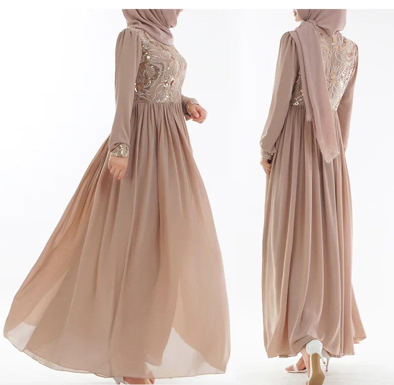 Модные 5/цветная вышивка Абаи кружева шить мусульманское длинное платье для девочки с блестками и длинными халаты Jubah кимоно Рамадан