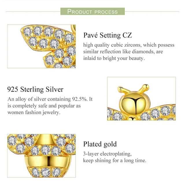 BAMOER Hot sale oryginalne 925 Sterling Silver Zircon Bee Clear CZ koraliki Charm Fit Women Bransoletki Naszyjniki DIY Biżuteria SCX103 tanie i dobre opinie Fine Beads Stava Round-brilliant-shape Srebrny 1 3*1 4cm 1 7g GDTC 67194112032 Rocznica zaangażowanie prezent Impreza ślub BAMOER Hot sale oryginalne 925 Sterling Silver Zircon Bee Clear CZ koraliki Charm Fit Women Bransoletki Naszyjniki DIY Biżuteria SCX103 tanie i dobre opinie Fine Beads Stava Round-brilliant-shape Srebrny 1 3*1 4cm 1 7g GDTC 67194112032 Rocznica zaangażowanie prezent Impreza ślub