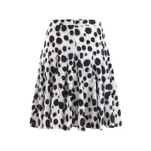 Женская винтажная Повседневная плиссированная юбка на молнии Женская Ретро средняя талия трапециевидная черная точка юбки с принтом Faldas Mujer Moda# W