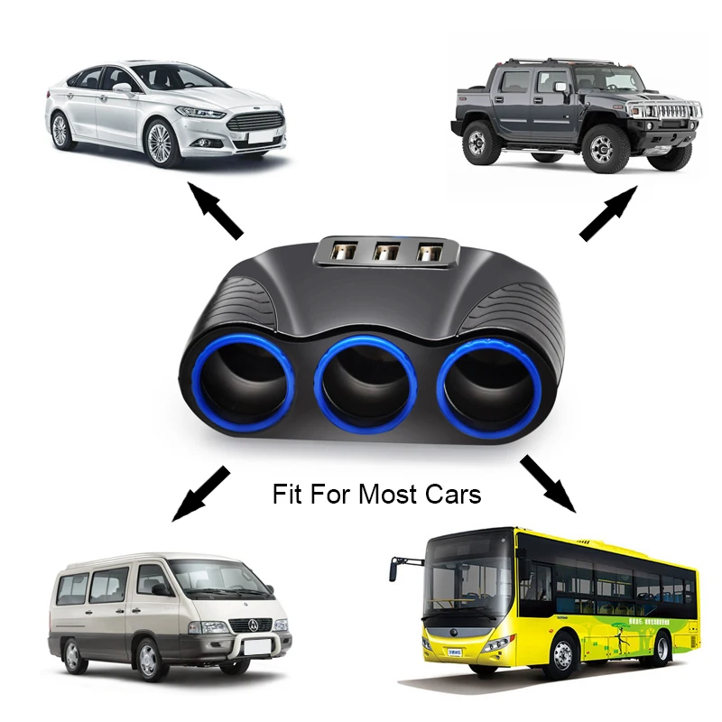 Разветвитель для смартфона 3 USB порта 1 А 12 24 В|cigarette lighter socket splitter|lighter socketcar cigarette |
