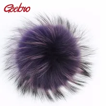 Geebro 1 шт. 15 см натуральный помпон из меха енота большие меховые шарики для зимних шапочек аксессуары для шарфа помпон из натурального меха DQ038