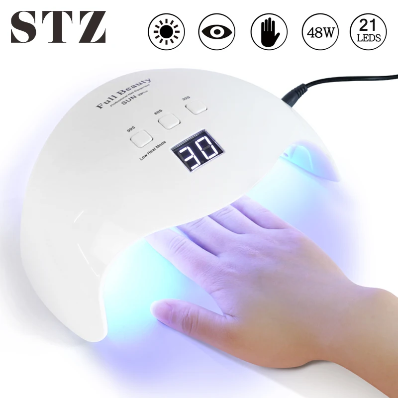 

STZ 48W UV Led Lamp For Nails Light Dryer For Manicure Curing Drying All Gel 30/60/99s LCD Pedicure Accessories Tools SUN X9Plus