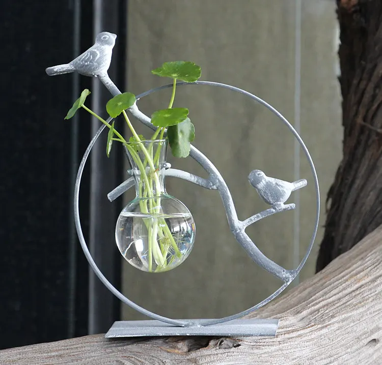Прозрачный Nordic стеклянная ваза Современный позолоченный Утюг Мода гидропони ваза для цветов Творческий Террариум номер дома Свадебный декор
