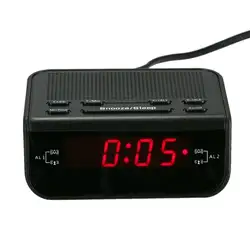 Компактный цифровой будильник fm-радио с двойным будильником функция повтора сна красный светодиодный дисплей времени