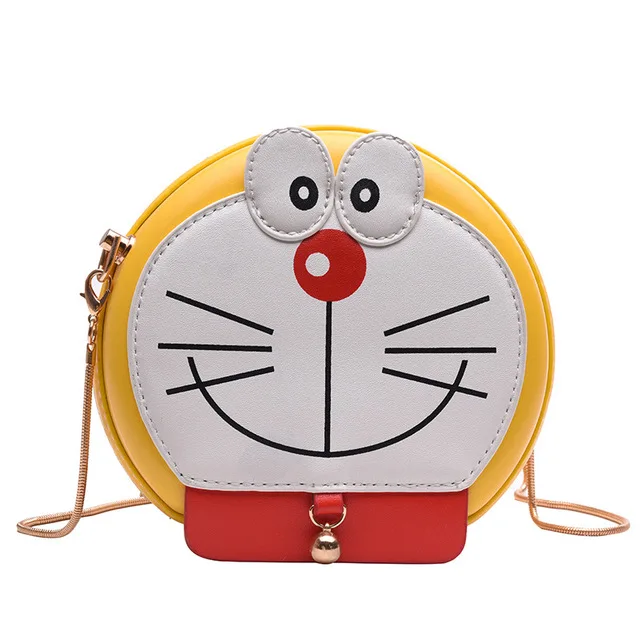 Милая мультяшная печать цепочка сумка Doraemon маленькая круглая сумка модная новая дизайнерская сумка на плечо новая женская сумка через плечо - Цвет: Золотой