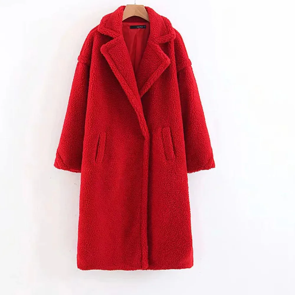 Осень, зимнее пальто для женщин, теплая куртка из искусственного меха, модное пальто из овечьей шерсти, кашемировая куртка с отворотом, верхняя одежда, свободная куртка Oct5 - Цвет: A