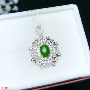 

KJJEAXCMY boutique jewels 925 pure silver inlaid natural jade female Pendant + Necklace support test