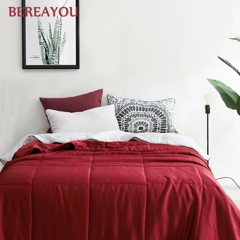 Luxury Summer Quilts 60S Tencel Solid White Red Gray Bed Quilts Soft Air Conditioner Blanket For Boys Kids Adult King Bedspread Luxury Summer Quilts 60S Tencel Solid White Red Gray Bed Quilts Soft Air Conditioner Blanket For Boys Kids Adult King Bedspread