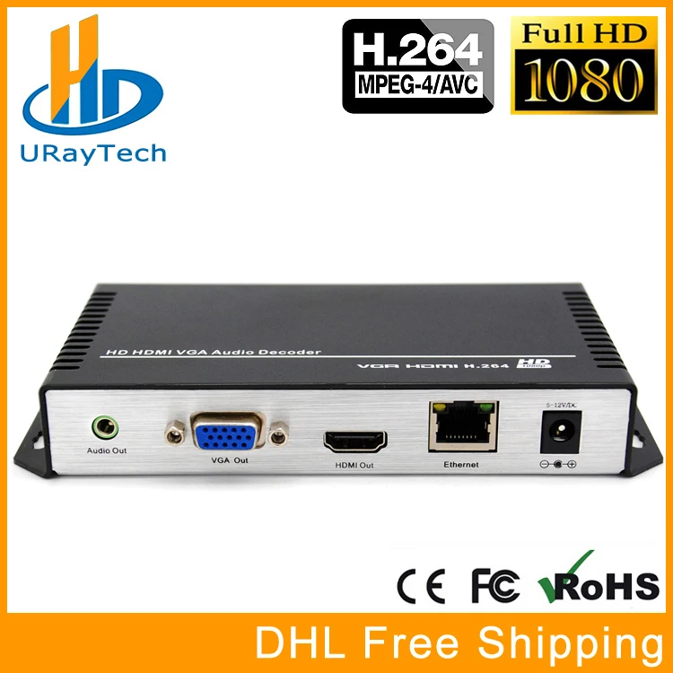 

URay H.264 H264 HDMI VGA HD Video Audio Decoder IP Streaming Decoder RTSP RTMP UDP HLS IP Camera To IP Receiver