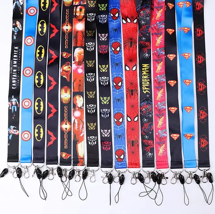

1 pcs Popular anime cartoon man boys love avengers batman superman spider-man Lanyard Key Chains Neck lanyard Gifts Party Favors
