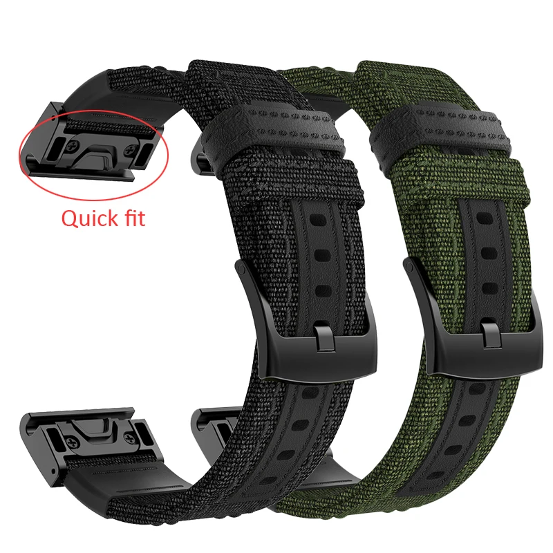 Ремешок нейлоновый для наручных часов Garmin Fenix 5X 5 3 3HR D2 S60 быстросъемный GPS браслет