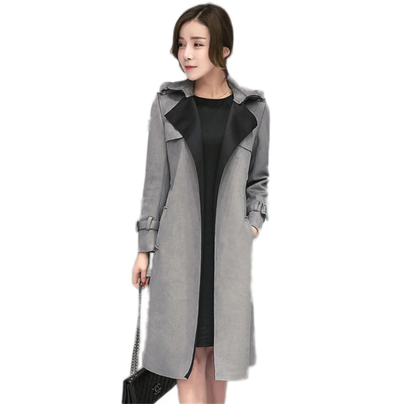Новые весенние Для женщин ветровка 2019 корейский средней длины большой Размеры Тонкий Универсальный куртка Модные Элегантные Осенние