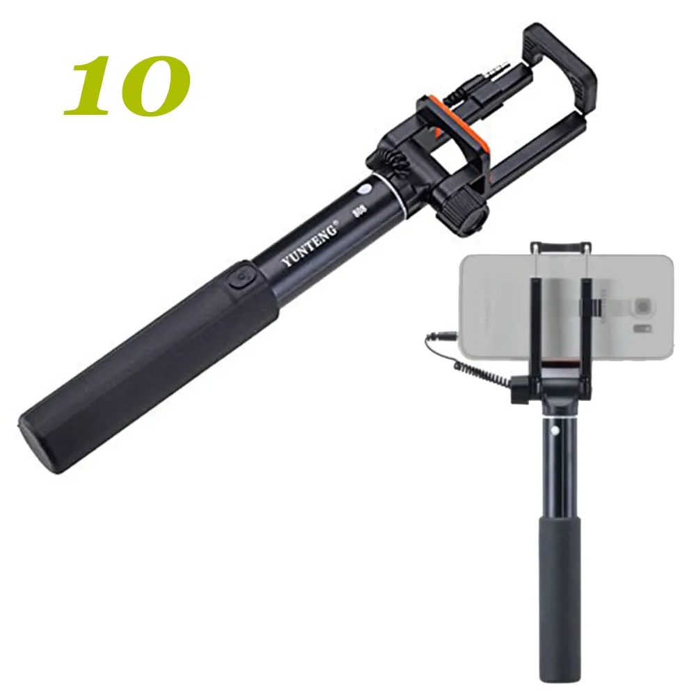 Yunteng 808 мини проводной кабель Выдвижная Selfie stick полюс монопод для IOS Android для iPhone 6 6S 5S Samsung HTC Huawei смартфон