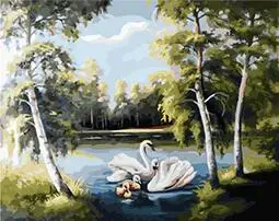 

cioioil-T482 Forest Lake swans landscape painting paint by numbers DIY Hand-painted canvas painting for home decor 60x75cm