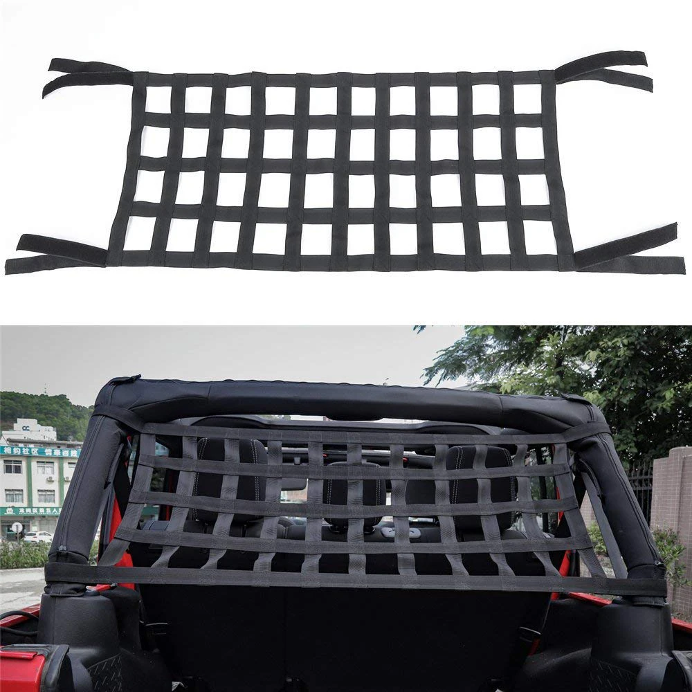 Heavy Duty Cargo Net Car Top Roof Hammock Bed Rest Storage Network Cover For Jeep Wrangler JK 2007 Up Exterior Accessories Cover (1)