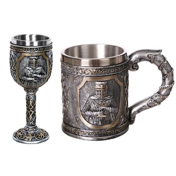 

1Pcs 304 Stainless Steel Skull Coffee Mug Viking Skull Beer Steins Gift For Men Father's Day Gifts Halloween Bar Home Decoration