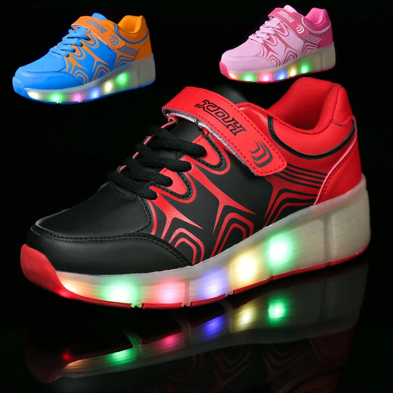 Children Shoes With Wheel LED Lighted Roller Skates Sport Casual Roller ...