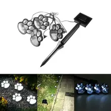 4 светодиодный Солнечный медведь лапа форма печать декоративные огни Светодиодный путь лампа DIY медведи лапы для наружного украшения сада