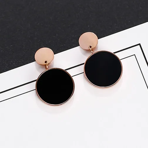 

2017 Hot Sale Statement Jewelry Round Earrings For Women Black Wafer Pendientes Mujer Moda Drop Dangle Earrings Brinco