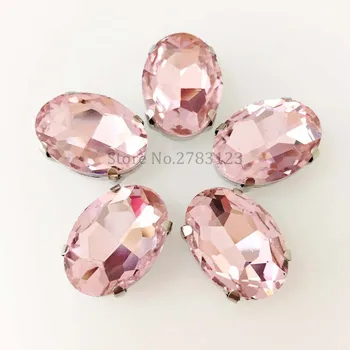 

Pink color 4 Holes AAA+ Glass Crystal sew on rhinestones,oval shape flatback loose rhinestone Full size DIY apparel accessories
