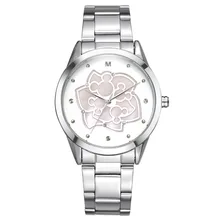 Relojes Disney marcas a prueba de agua Flores moda acero cuarzo damas Relojes de pulsera relogio relógios reloj