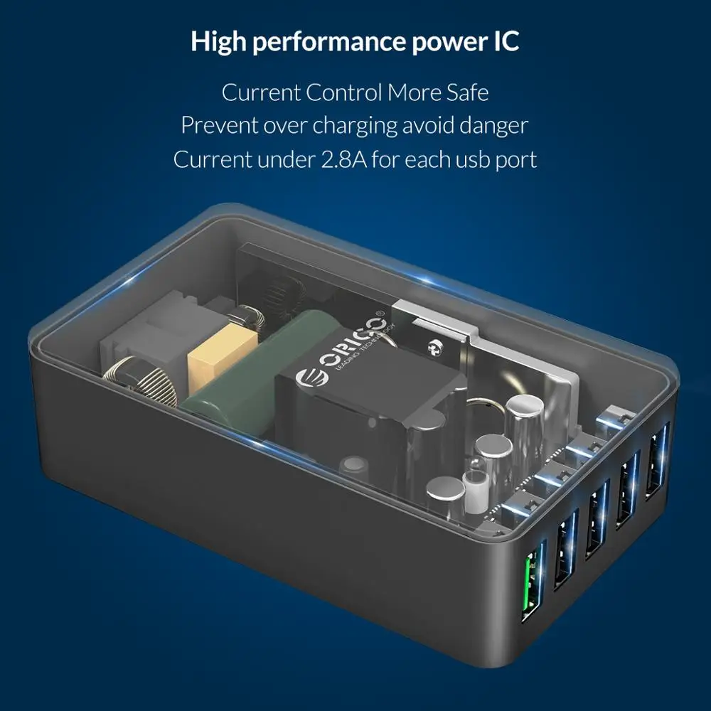 Зарядное устройство ORICO QC2.0 с 5 USB портами и евровилкой|orico qse-5u|desktop usb chargerusb charger |