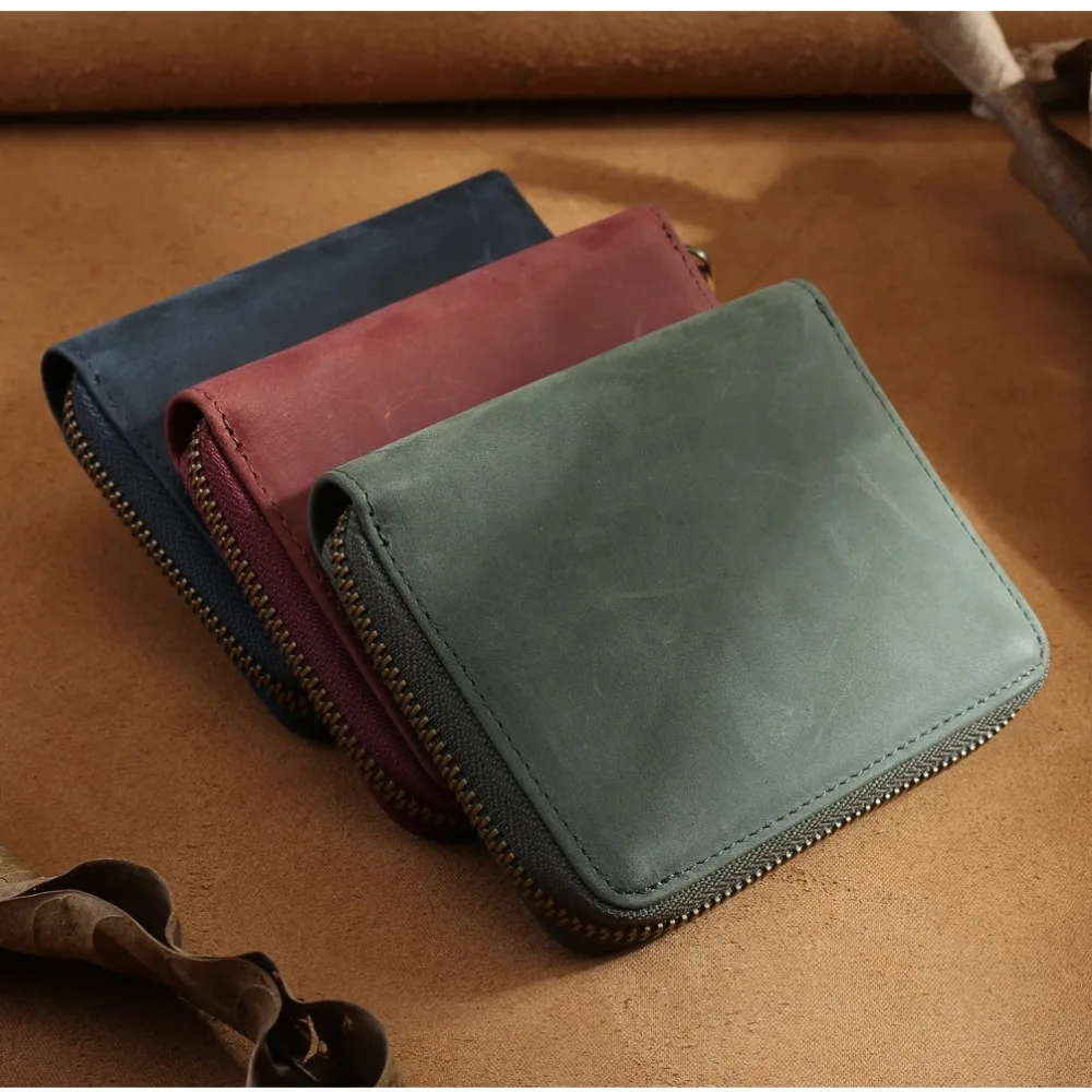 

Tiding Zip Around Slim Leather Wallet with Change Pouch Card Holder Organize Ladies Colorful Cowhide Leather Wallet Retro 4135